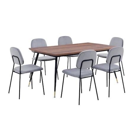 Armen Living Messina and Lucy 7 Piece Rectangular Dining Set SETMSDIGR7D